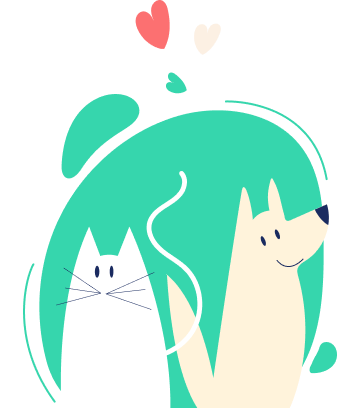 Ilustração de um gato e um cachorro.