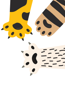 Ilustração de três patas de pets