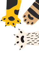 Ilustração de três patas de pets